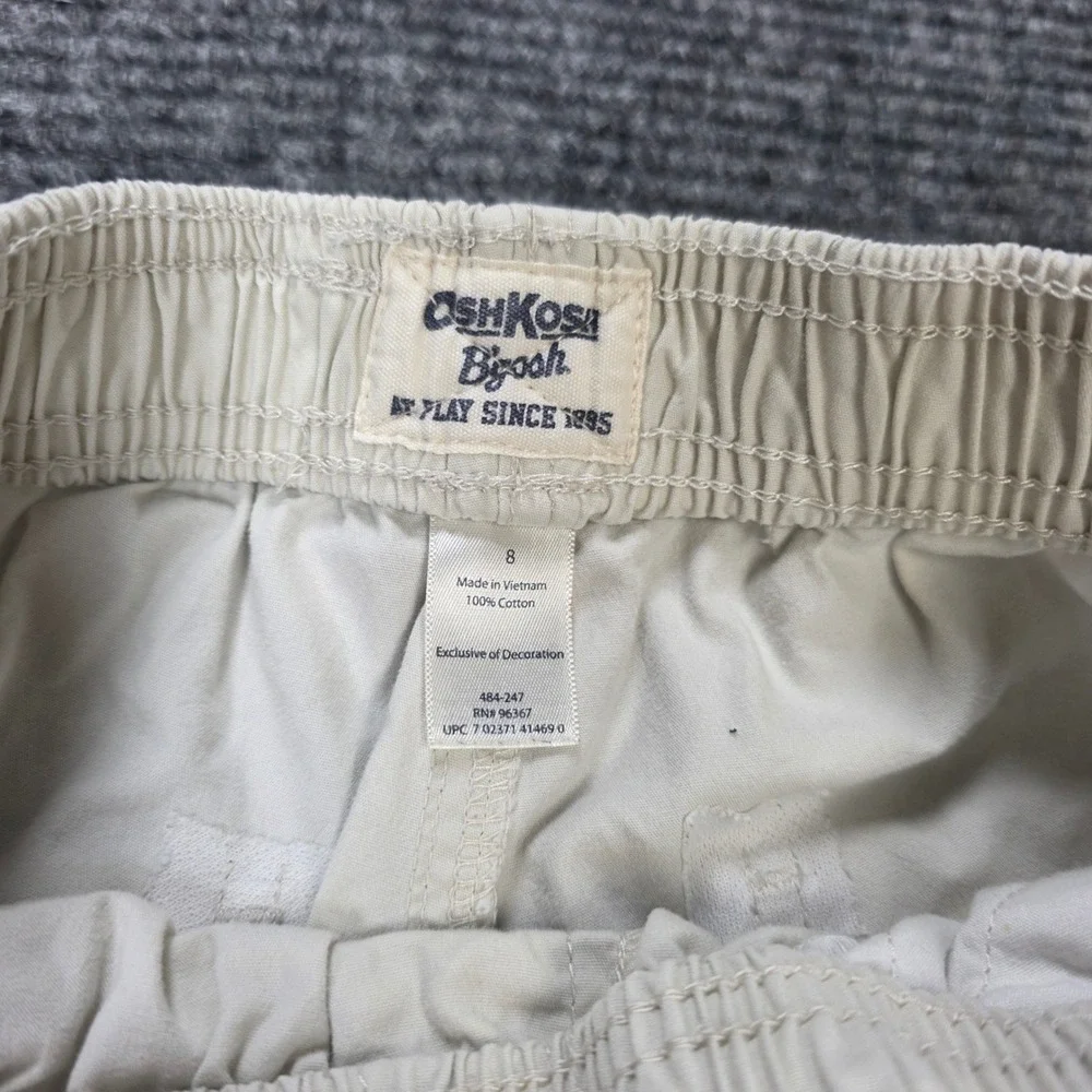 OshKosh Bgosh‎ Cargo Shorts Boy's Size 8 Cream Cotton Elastic Waist